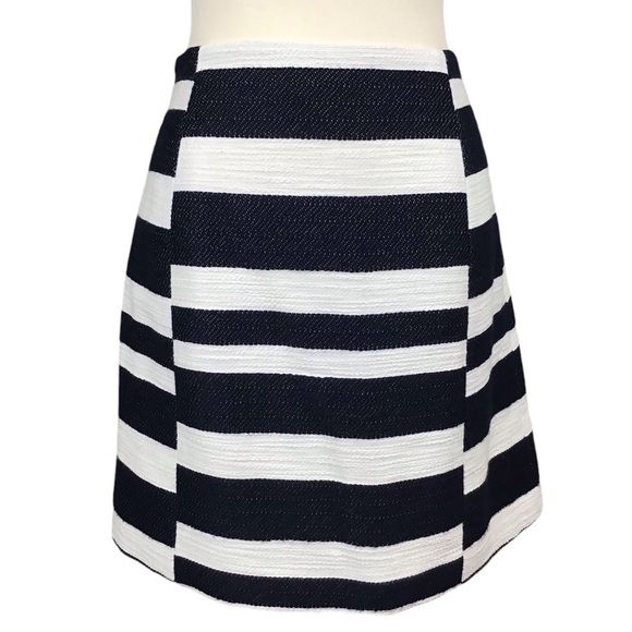 Loft Womens Tweed Skirt Size 6 Woven Knit Knee Length Midi Straight Stripes Twee - Picture 1 of 13